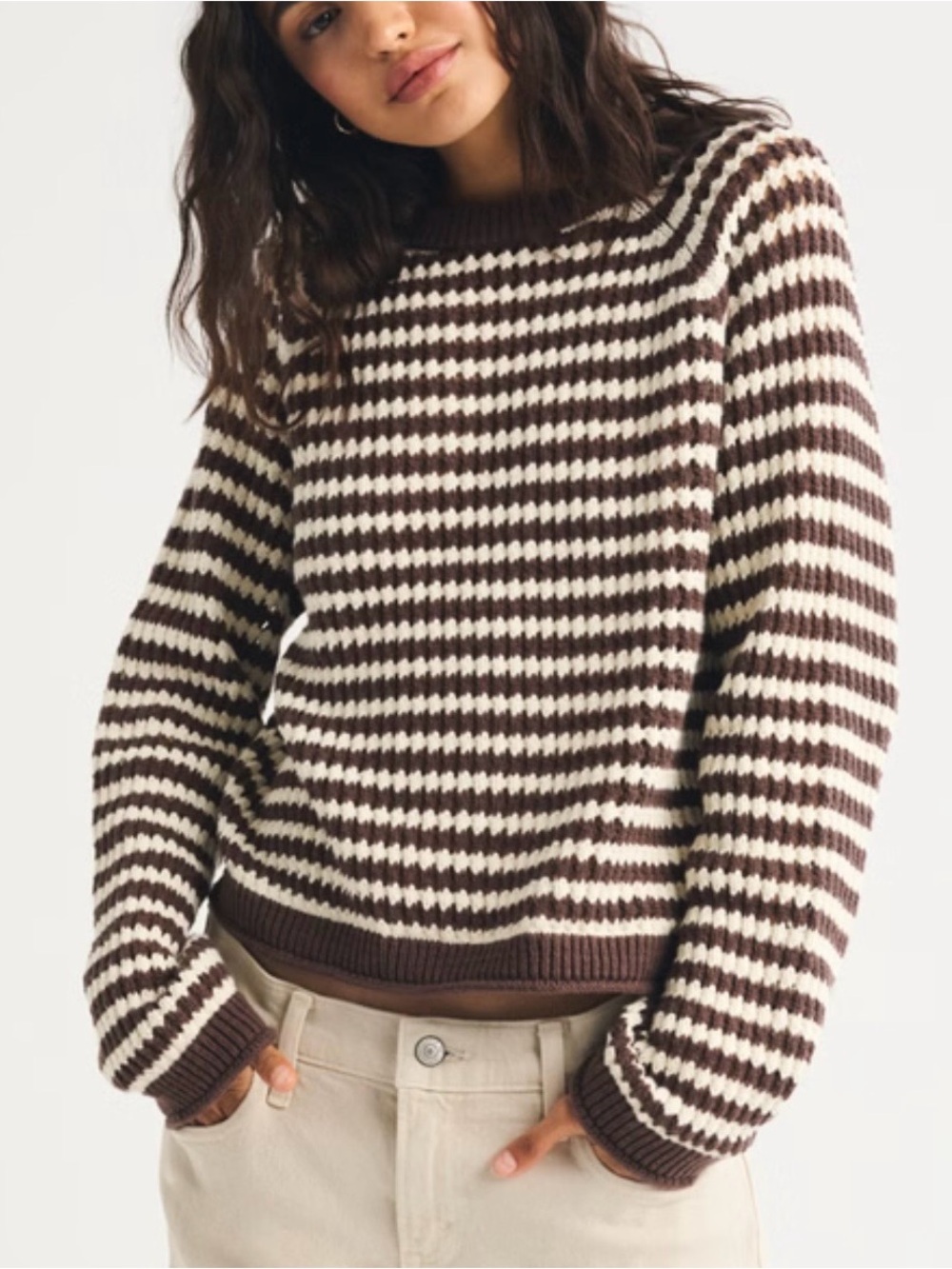 Abercrombie size medium NWT Striped Brown and Cream Knit Sweater - Women